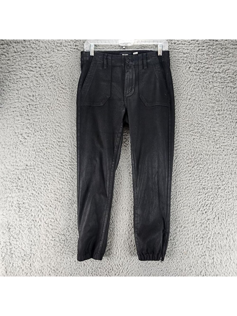 Paige Jeans Womens 27 Black Stretch Denim Mayslie Jogger Elastic Ankle *Read*